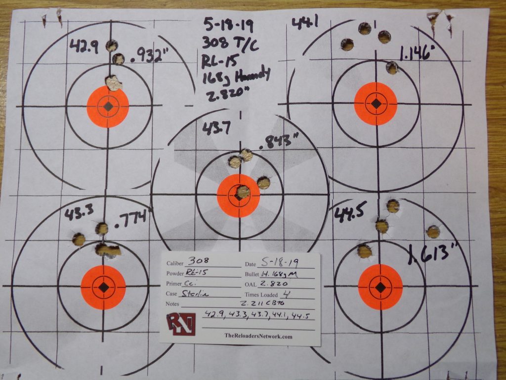 308 T/C Compass 168g Hornady Match with IMR4895 and Reloder 15 7 308 T/C Compass 168g Hornady Match with IMR4895 and Reloder 15 7